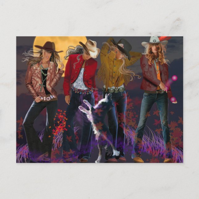 Moderne Cowgirl Postcard Postkarte (Vorderseite)