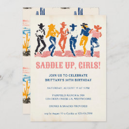 Moderne Cowgirls tanzen Erwachsene 30. Geburtstag Einladung