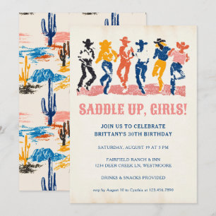 Moderne Cowgirls tanzen Erwachsene 30. Geburtstag  Einladung