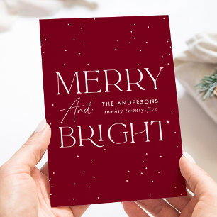Moderne Cranberry Merry und Bright Non-Photo Feiertagskarte