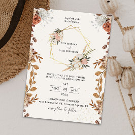 Moderne Cream Boho Script Hochzeit Einladung