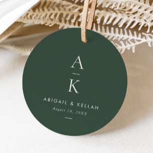 Moderne Cream Green Monogram Earth Tone Hochzeit Geschenkanhänger