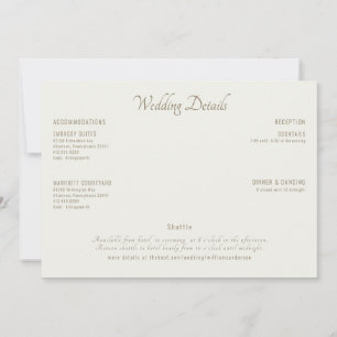 Moderne Cream Wedding Details II Einladung