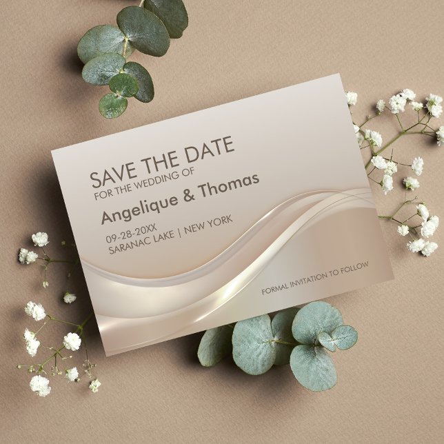 Moderne Cream Wedding rettet das Datum Save The Date (Von Creator hochgeladen)