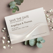 Moderne Cream Wedding rettet das Datum
