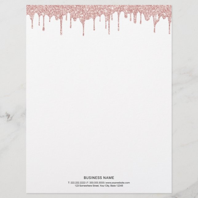 Moderne Creative Rose Gold Drips Briefbogen (Vorderseite)