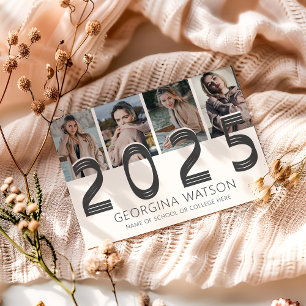 Moderne Creme 5 Foto Abschluss Ankündigung