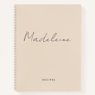 Moderne Creme Beige Kalligraphie Script Rezept Notizbuch