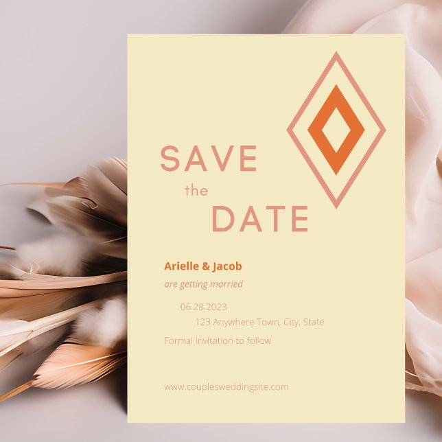 Moderne Creme, Blush & Burnt Orange Save The Date (Von Creator hochgeladen)