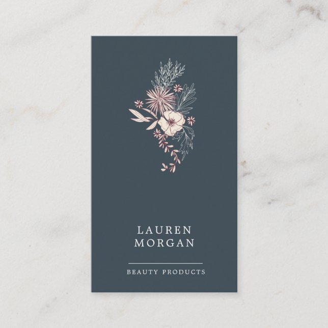 Moderne Creme Floral Business Card Visitenkarte (Vorderseite)
