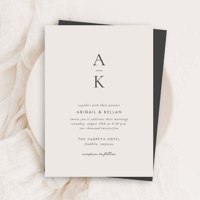 Moderne Creme Gray Monogram Mix Match Wedding Einladung (Von Creator hochgeladen)