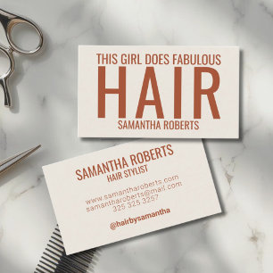 Moderne Creme-Haarstylist-Typografie Visitenkarte