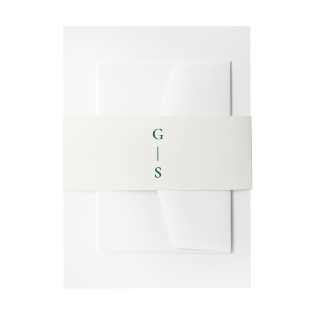 Moderne Creme mit Emerald Green Initials Wedding Einladungsbanderole (Vorderseite Beispiel)