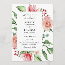 Moderne Creme Rose Watercolor Einladung zur Hochze