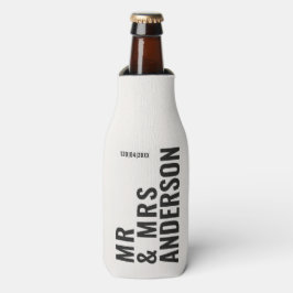 Moderne creme schwarz minimale kühn einfache Hochz Flaschenkühler