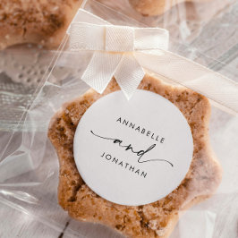 Moderne creme schwarz minimale zeitgenössische Hoc Runder Aufkleber