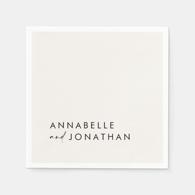 Moderne creme schwarz minimale zeitgenössische Hoc Serviette (Vorderseite)