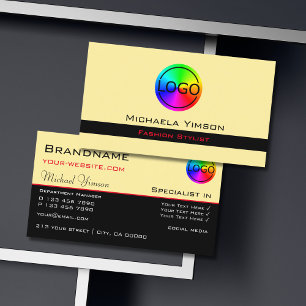 Moderne Creme und Black Chic mit Beruflichem Logo Visitenkarte