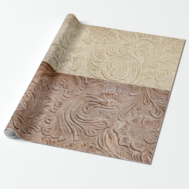 Moderne Creme und gegossenes Leder Geschenkpapier (Ungerollt)