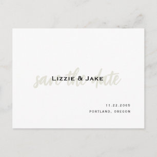 Moderne Creme & White Simple Wedding retten das Da Postkarte