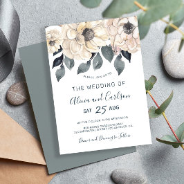 Moderne, cremefarbene Aquarellschrift Hochzeit Einladung