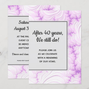 Moderne Cremig Weiße und Violette Fraktale Erneuer Einladung
