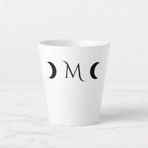 Moderne Crescent Moons weiß und schwarz Monogramm Milchtasse