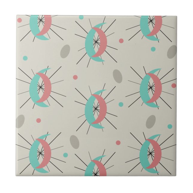 Moderne Crescents, Türkis Pink Fliese (Vorderseite)