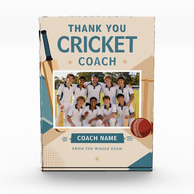 Moderne Cricket-Mannschaftsfoto Coach Fotoblock (Vorderseite)