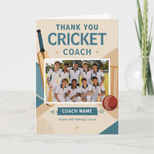 Moderne Cricket-Mannschaftsfoto mit Trainer Dankeskarte