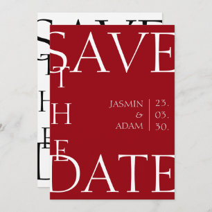 Moderne Crimson Red Minimal Typografy Wedding Save The Date