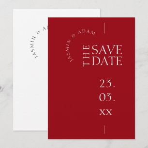 Moderne Crimson Red Simple Typografy Wedding Save The Date