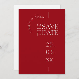 Moderne Crimson Red Simple Typografy Wedding Save The Date