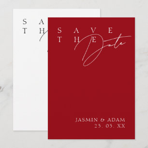 Moderne Crimson-Rot-Typografie-Hochzeit Termin vor Save The Date