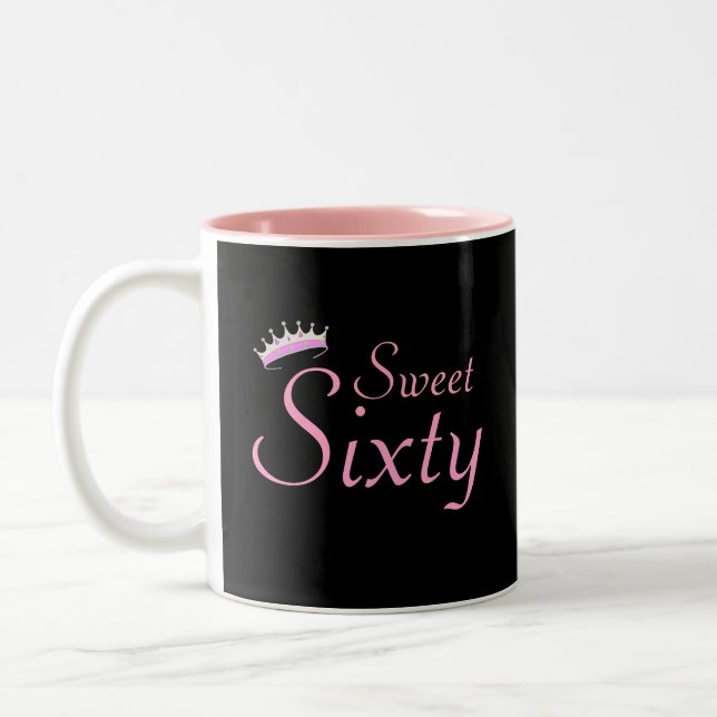 Moderne Crown Sweet Sixty auf schwarz Zweifarbige Tasse (Links)