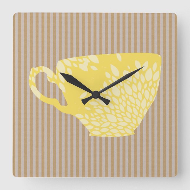 Moderne Cup & Strips Quadratische Wanduhr (Vorderseite)