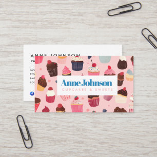 Moderne Cupcake Süßigkeiten Bäckerei Business Card Visitenkarte