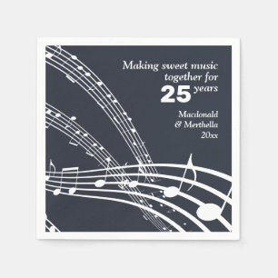 Moderne Custom Blue MUSIKNOTEN 25 Jahre alt Serviette