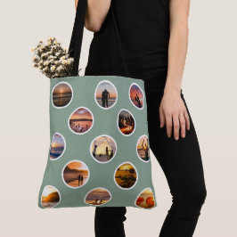 Moderne Custom Foto Collage Polka Dot Tote Beutel