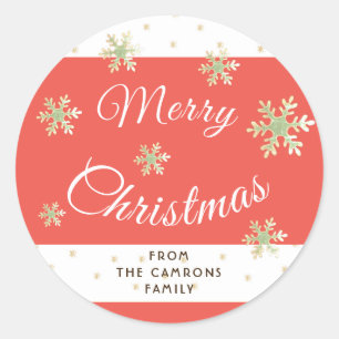 Moderne Custom Red Family Frohe Weihnachtsfeiertag Runder Aufkleber