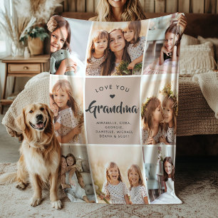 Moderne CUSTOM TEXT Familie Großmutter FotoCollage Fleecedecke