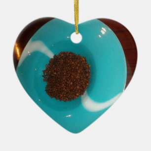 Moderne Cyan-Kaffeethemen: Abstrakte Fluid Art A Keramikornament