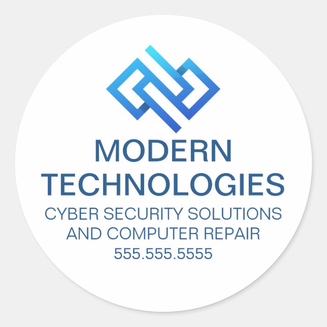 Moderne Cybersicherheits-Computer-Technologieunter Runder Aufkleber (Vorderseite)