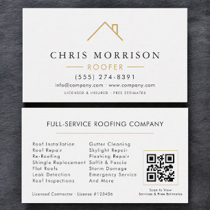 Moderne Dachdecker White Gold QR-Code Visitenkarte