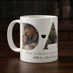 Moderne Dad-Foto-Collage Vatertagsgeschenk Kaffeetasse