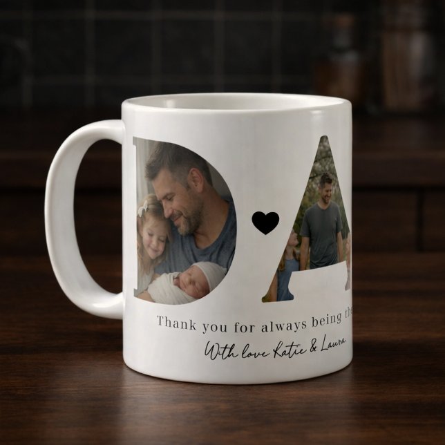 Moderne Dad-Foto-Collage Vatertagsgeschenk Kaffeetasse (Von Creator hochgeladen)