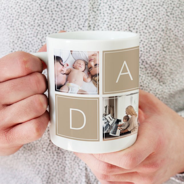 Moderne Daddy Foto Collage Custom Giant Coffee Tas Jumbo-Tasse (Von Creator hochgeladen)
