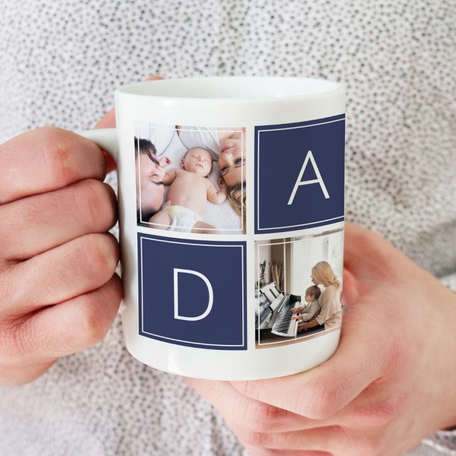 Moderne Daddy Foto Collage Custom Giant Coffee Tas Jumbo-Tasse (Von Creator hochgeladen)