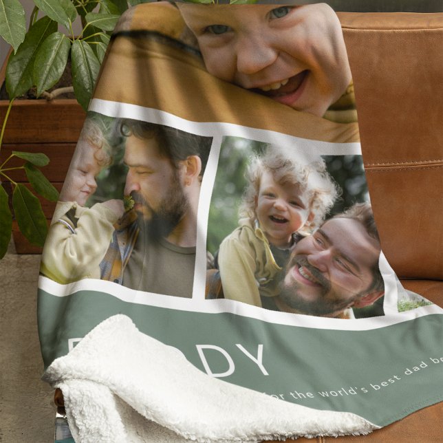 Moderne Daddy-Foto-Streifen-Collage Grün Fleecedecke (Von Creator hochgeladen)
