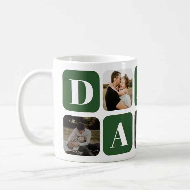 Moderne Daddy-Fotocollage-Kaffeetasse Kaffeetasse (Links)